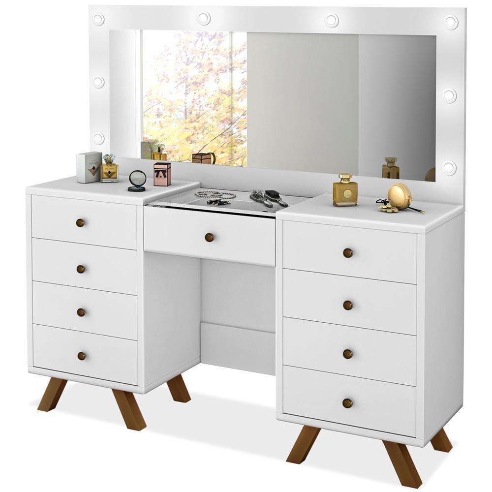 Penteadeira Camarim Com Espelho 00808900 Branco Lpa Branco - 1