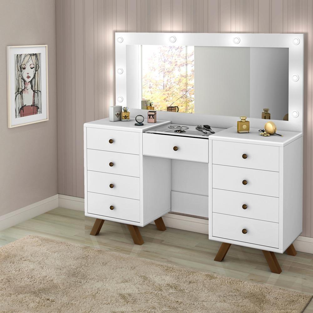 Penteadeira Camarim Com Espelho 00808900 Branco Lpa Branco - 3