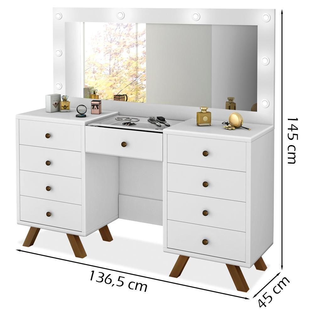 Penteadeira Camarim Com Espelho 00808900 Branco Lpa Branco - 6