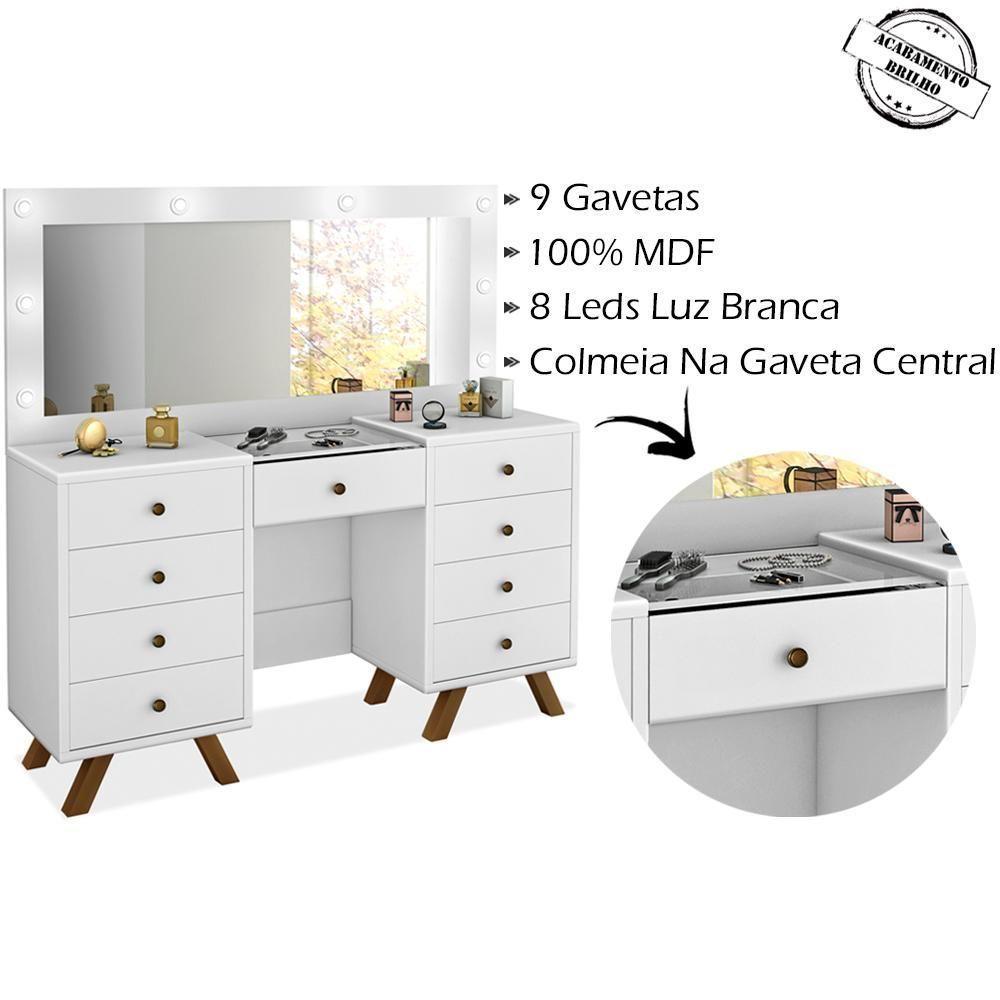 Penteadeira Camarim Com Espelho 00808900 Branco Lpa Branco - 7
