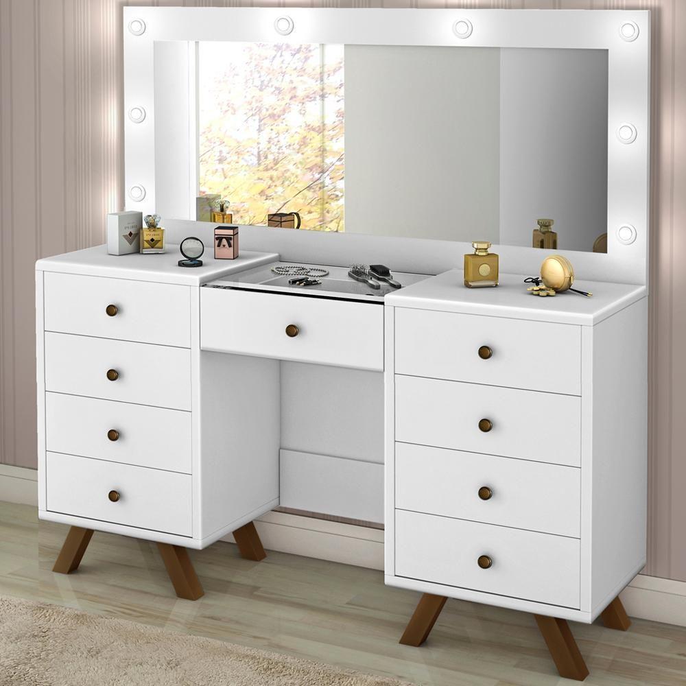 Penteadeira Camarim Com Espelho 00808900 Branco Lpa Branco - 8