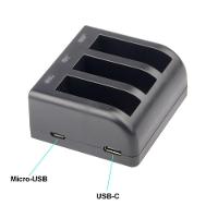Carregador Triplo para GoPro 5, 6, 7 e 8 Black