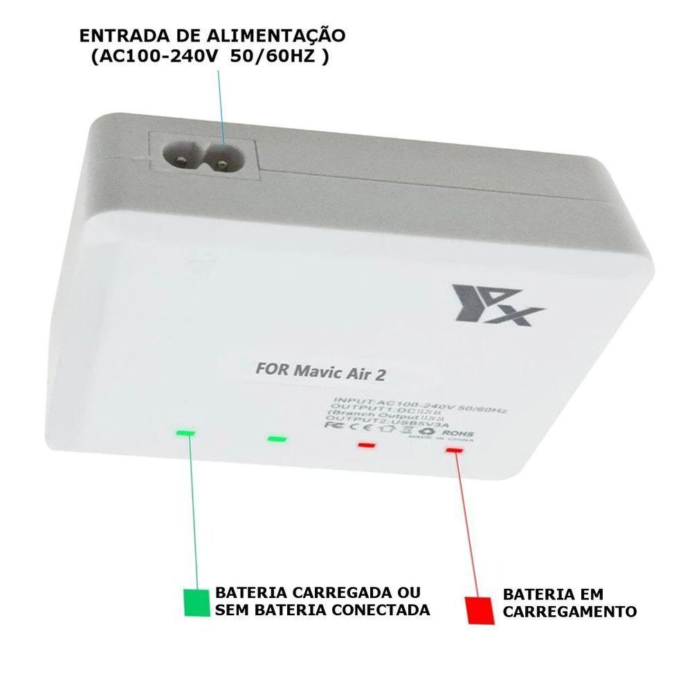 Carregador Hub 4 Baterias Drone DJI Mavic Air 2 / Air 2S - 4