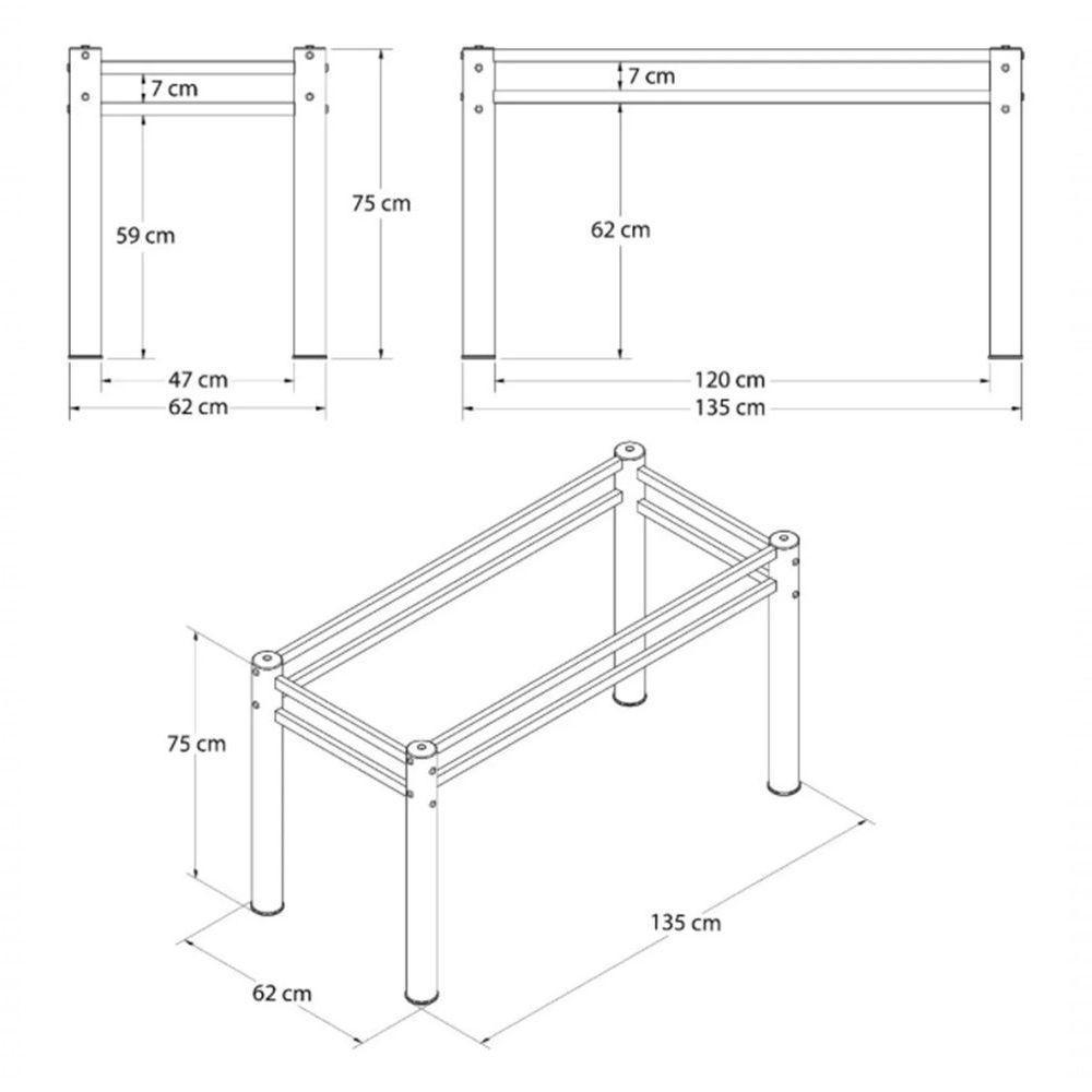 Pé Base De Mesa Jantar Para Tampos Pedra Granito Vidro 1,20 - 5