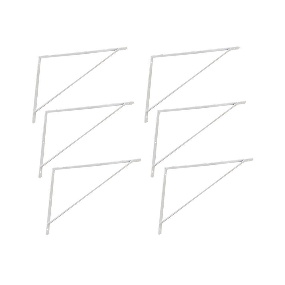 Kit Suporte Prateleira Com 6 Peças Em Aço Mão Francesa 50x35 - Cor: Branco - 1