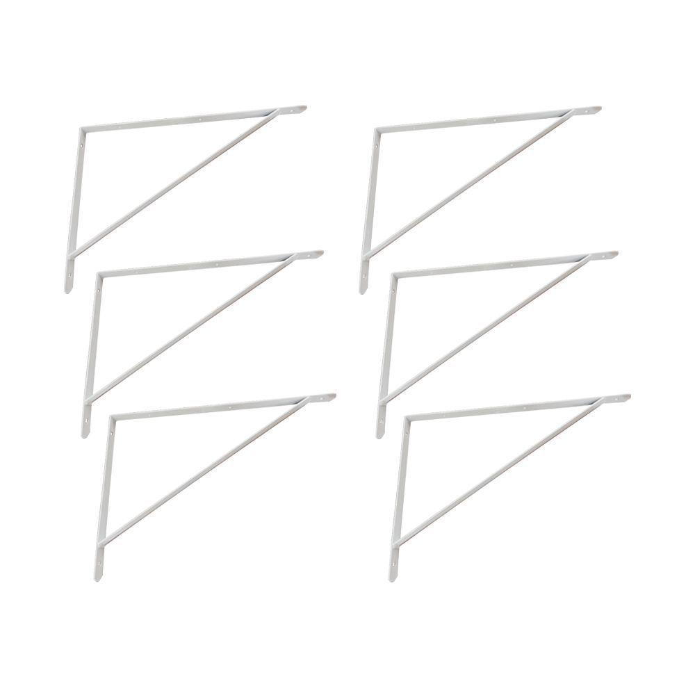 Kit Suporte Prateleira Com 6 Peças Em Aço Mão Francesa 45x30 - Cor: Branco - 1