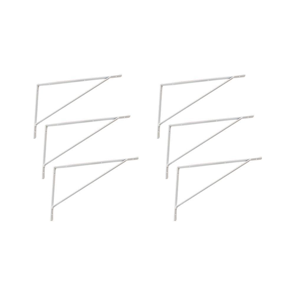 Kit Suporte Prateleira Com 6 Peças Em Aço Mão Francesa 35x20 - Cor: Branco - 1