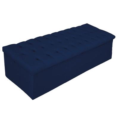 Calçadeira Baú Mel 140 Cm Casal com Capitonê Azul Marinho
