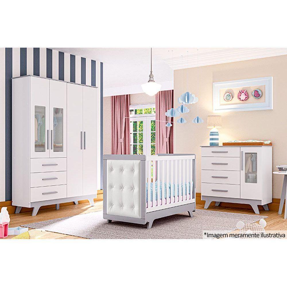 Multiuso de Quarto Bebê Kit Capitonê Courano p/ Berço Retrô Branco - Peroba - 3