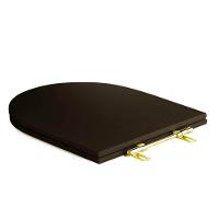 Assento Sanitário Poliéster Luxo Carrara Marrom Fosco Para Vaso Deca Com Ferragem Dourada - 9