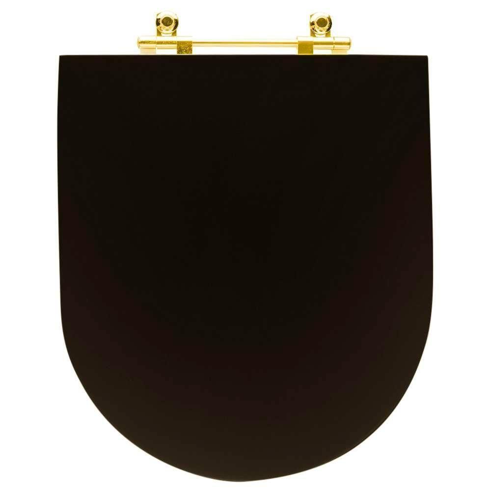 Assento Sanitário Poliéster Luxo Link Lk Marrom Fosco Para Vaso Deca Com Ferragem Dourada - 8