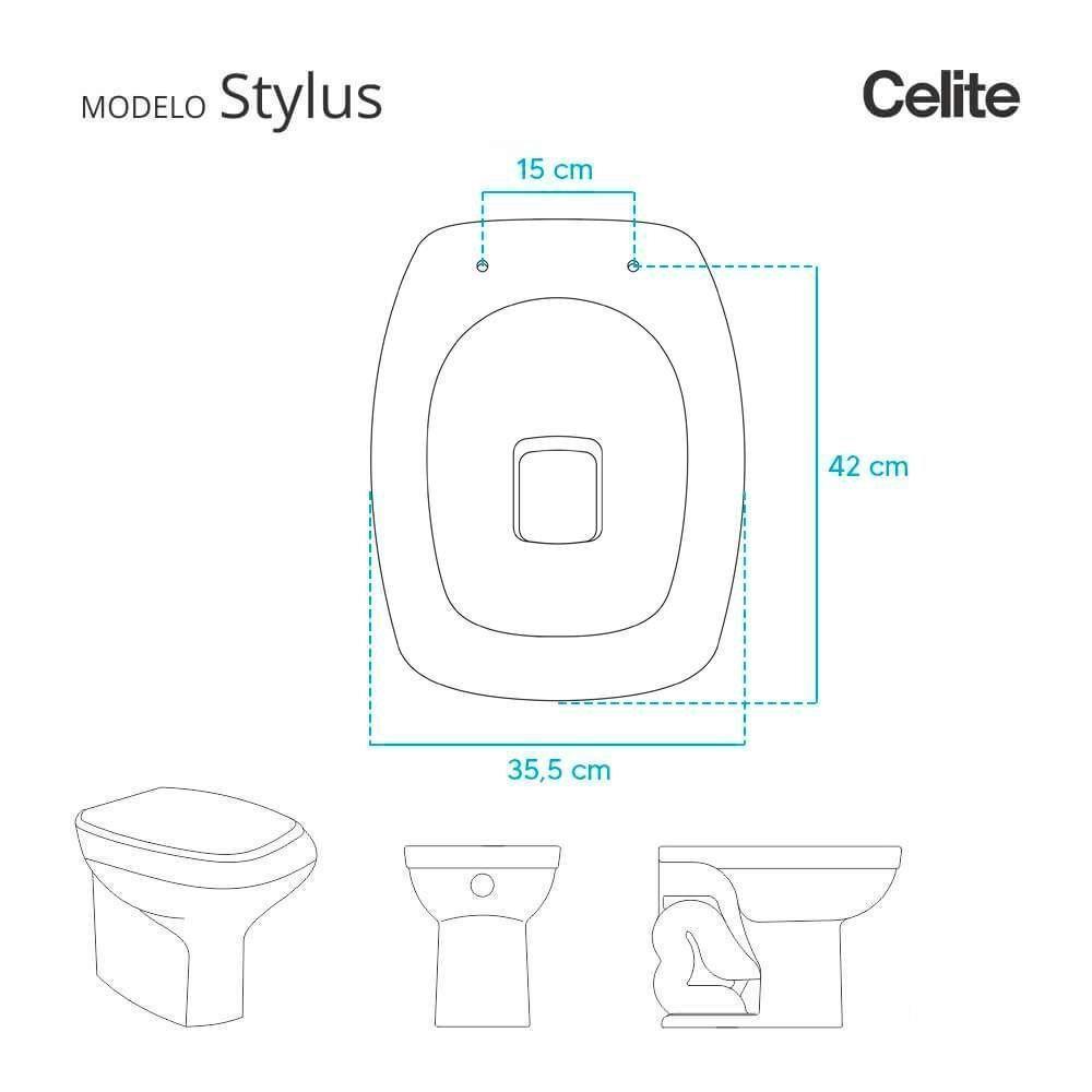 Assento Sanitário Laqueado Stylus Coral 11 Para Vaso Celite - 2