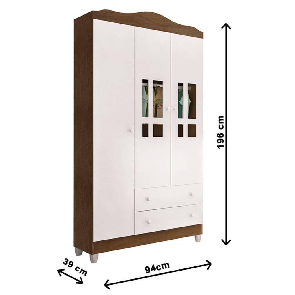 Quarto De Bebê Berço 3 Em 1 Guarda Roupa Infantil Branco - 2