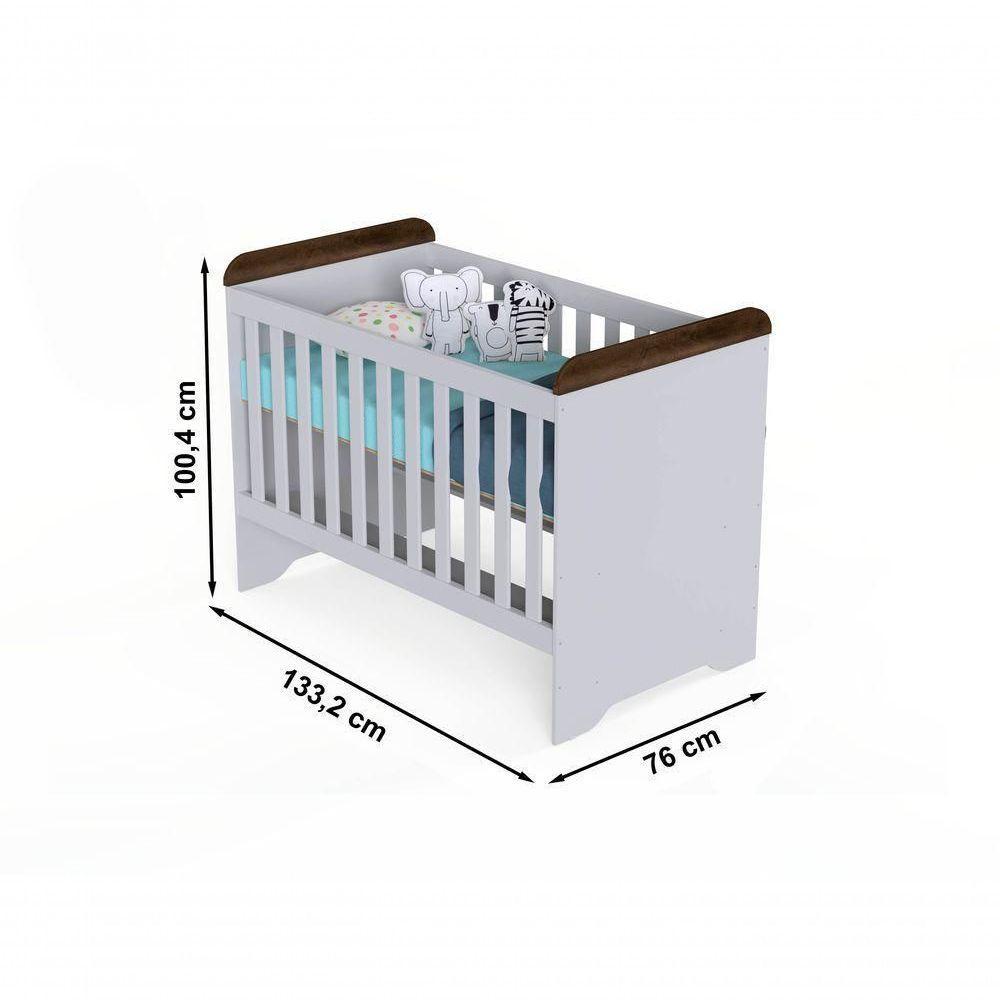 Quarto De Bebê Berço 3 Em 1 Guarda Roupa Infantil Branco - 5