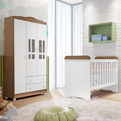 Quarto De Bebê Berço 3 Em 1 Guarda Roupa Infantil Branco