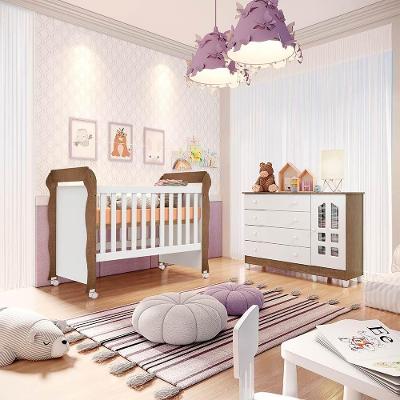 Quarto De Bebê Gran Selena Berço Mini Cama Cômoda Branco