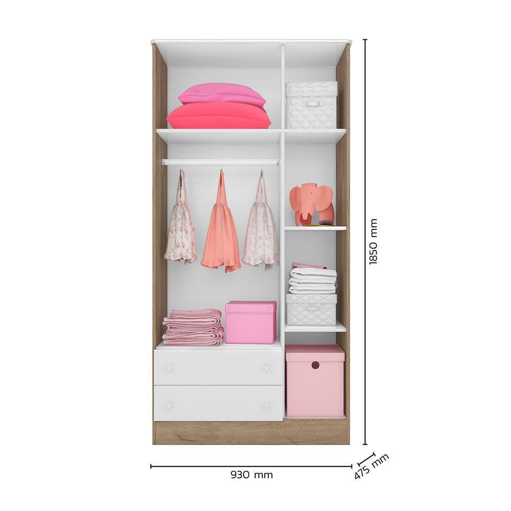 Mini Cama E Guarda Roupa Infantil Carvalho Rústico/Branco - 9