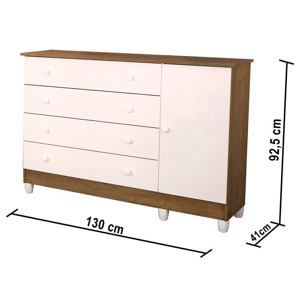 Quarto De Bebê Taís Berço Mini Cama Mirelle Cômoda Branco - 2