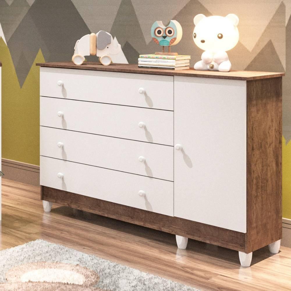 Quarto De Bebê Taís Berço Mini Cama Mirelle Cômoda Branco - 4