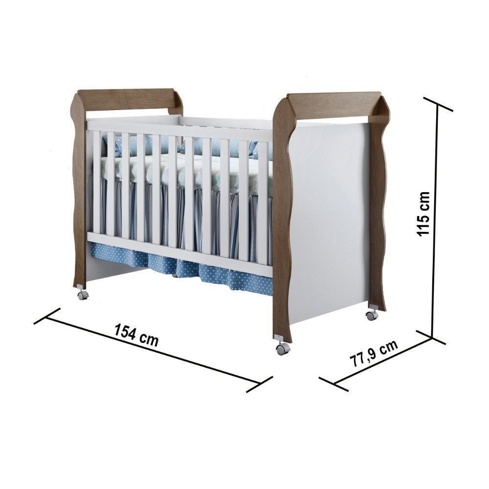 Quarto De Bebê Taís Berço Mini Cama Mirelle Cômoda Branco - 5