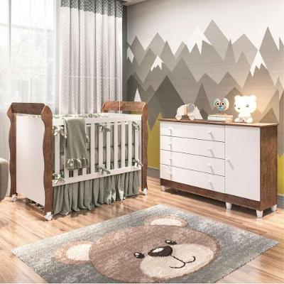 Quarto De Bebê Taís Berço Mini Cama Mirelle Cômoda Branco