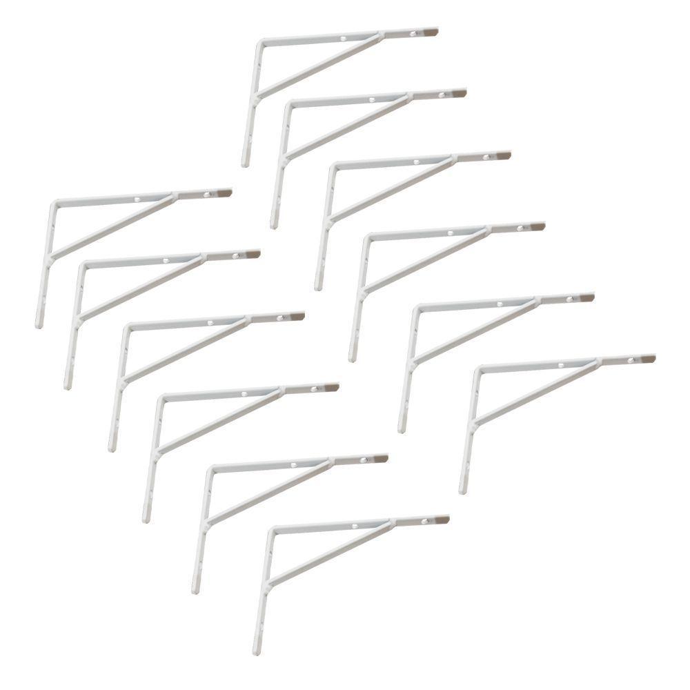 Kit Suporte Prateleira Com 12 Pçeas Em Aço Mão Francesa 15x20 Branco - 1