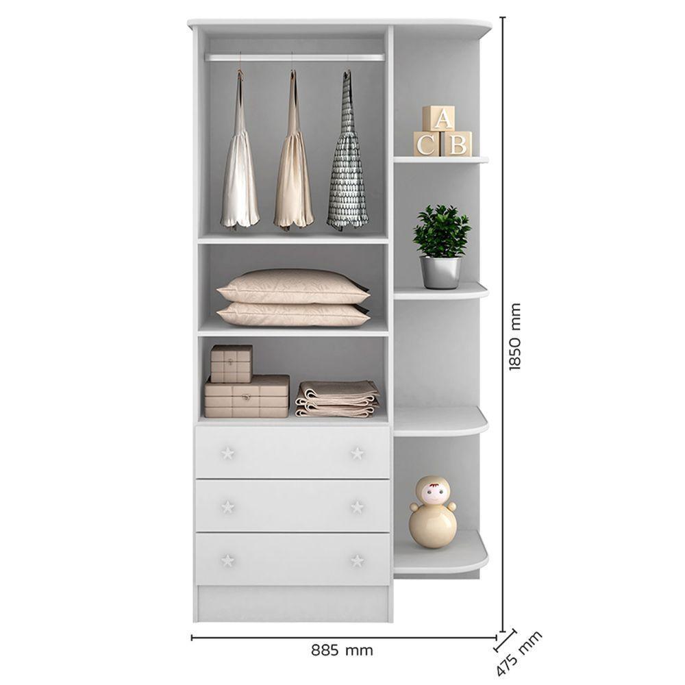 Guarda Roupa Infantil 2 Portas E 3 Gavetas Com Branco - 2