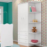 Guarda Roupa Infantil 2 Portas E 3 Gavetas Com Branco - 3