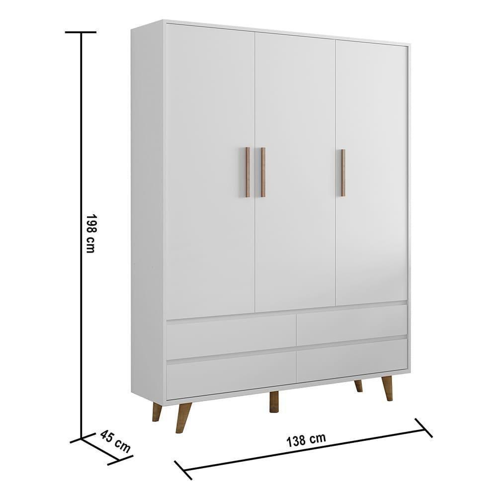 Quarto De Bebê Berço 3 Em 1 Roupeiro Infantil Branco - 2