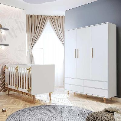 Quarto De Bebê Berço 3 Em 1 Roupeiro Infantil Branco