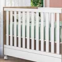 Kit Berço Mini Cama E Cômoda Infantil Adj DeRústico/Branco - 2