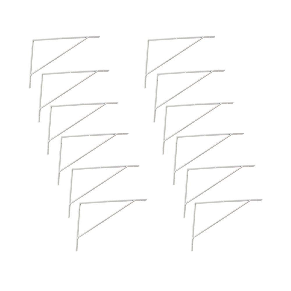 Kit Suporte Prateleira Com 12 Peças Em Aço Mão Francesa 30x20 Branco - 1