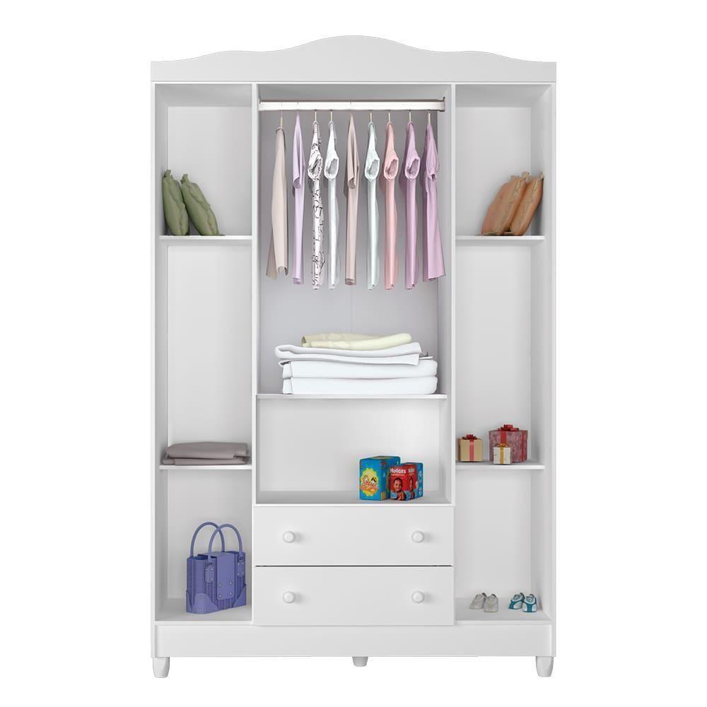 Quarto De Bebê Berço Mini Cama Guarda Roupa Cômoda Branco - 3