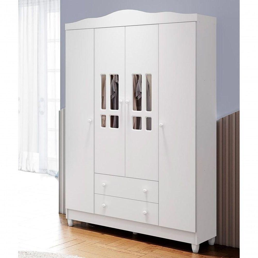 Quarto De Bebê Berço Mini Cama Guarda Roupa Cômoda Branco - 4