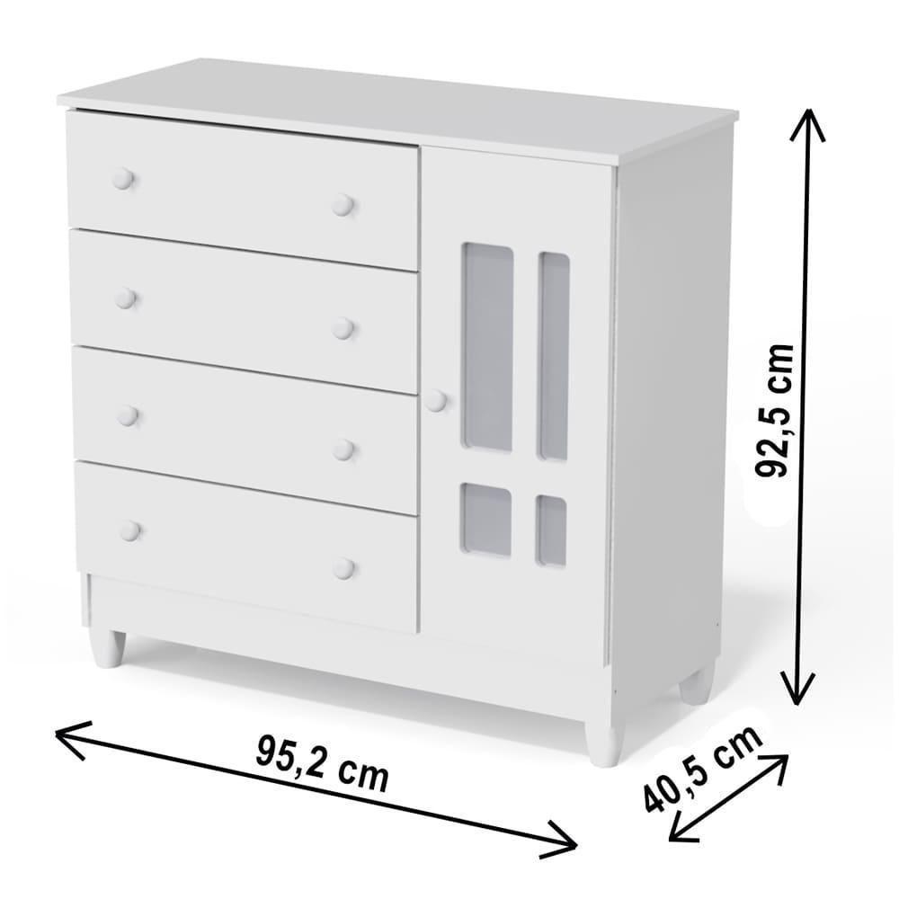 Quarto De Bebê Berço Mini Cama Guarda Roupa Cômoda Branco - 5