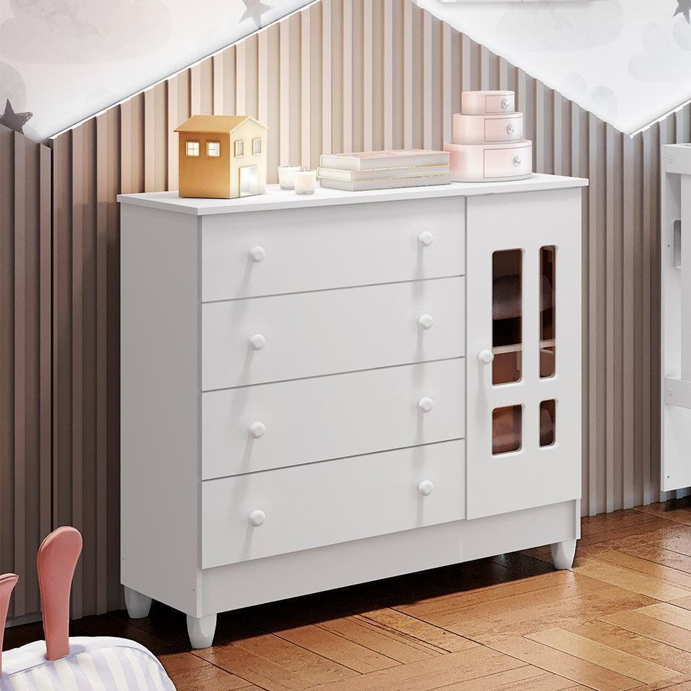 Quarto De Bebê Berço Mini Cama Guarda Roupa Cômoda Branco - 7