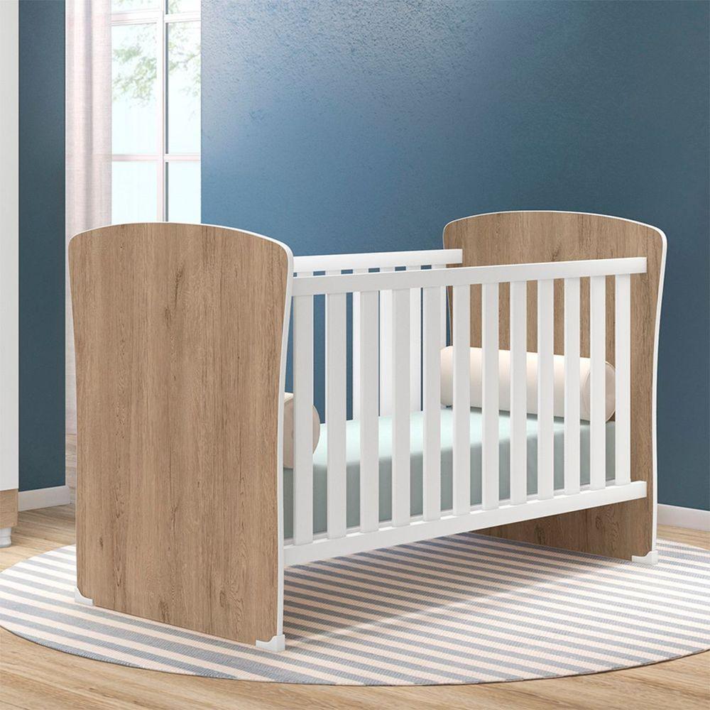 Kit Berço Mini Cama E Cômoda Carvalho Rústico/Branco - 5