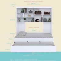 Quarto Infantil Chiara Guarda Roupa Aéreo 2 Portas E Cama Com Auxiliar Branco - Phoenix - 2