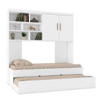 Quarto Infantil Chiara Guarda Roupa Aéreo 2 Portas E Cama Com Auxiliar Branco - Phoenix - 3
