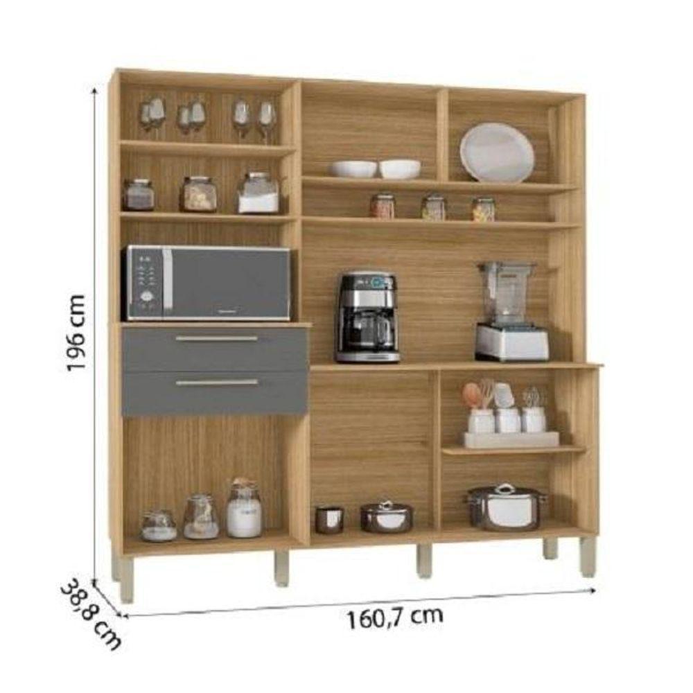 Armário de Cozinha Completa Montesa 6 Portas 2 Gavetas Freijó-Grafite - 4