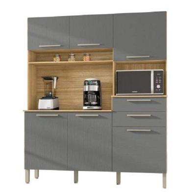 Armário de Cozinha Montesa 6 Portas 2 Gavetas Madeira 160.7 cm Grafite