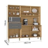 Armário de Cozinha Completa Montesa 6 Portas 2 Gavetas Freijó-Grafite