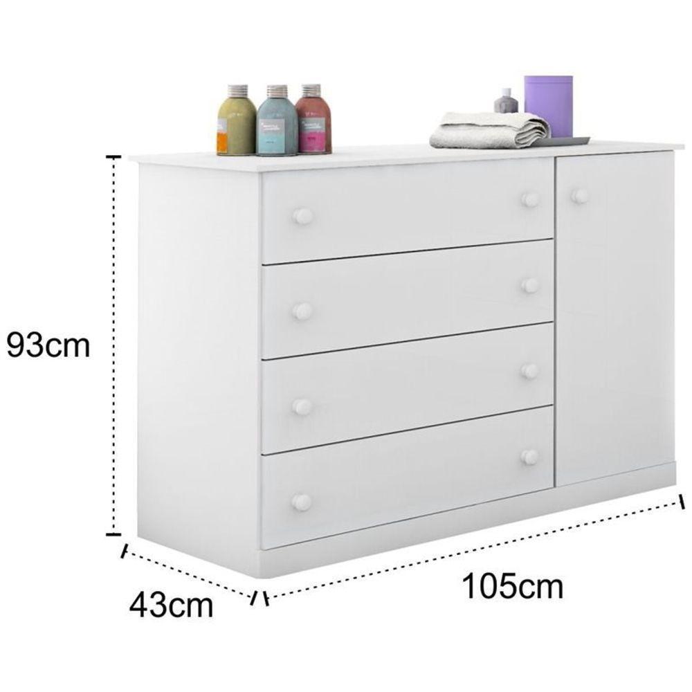 Quarto De Bebê Cômoda Helena E Berço Doce Sonho Com Colchão Branco - 5