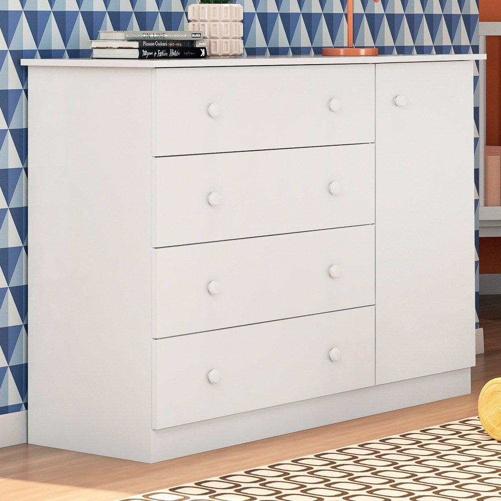 Quarto De Bebê Cômoda Helena E Berço Doce Sonho Com Colchão Branco - 7