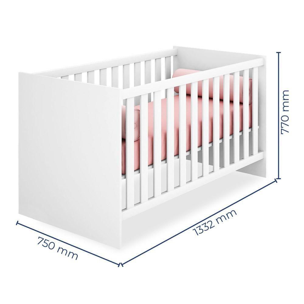Quarto De Bebê Cômoda 777 E Berço Mini Cama 1344 Doce Sonho Branco - Qmovi - 3