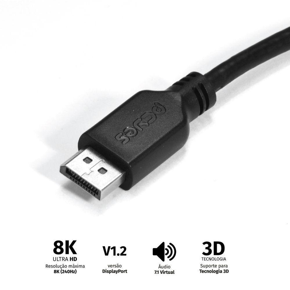 Cabo Displayport Macho Para Displayport Macho 2 Metros V1.2 - Pdpm-2 - 5