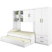 Quarto Infantil Chiara Guarda Roupa E Aéreo 2 Portas Com Cama E Auxiliar Branco - 1