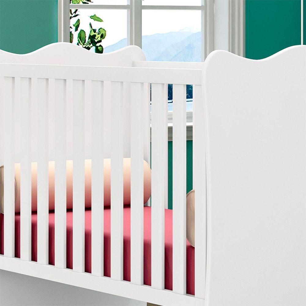 Kit Berço E Cômoda Infantil 4 Gavetas Brilhar Q01 Branco - 2