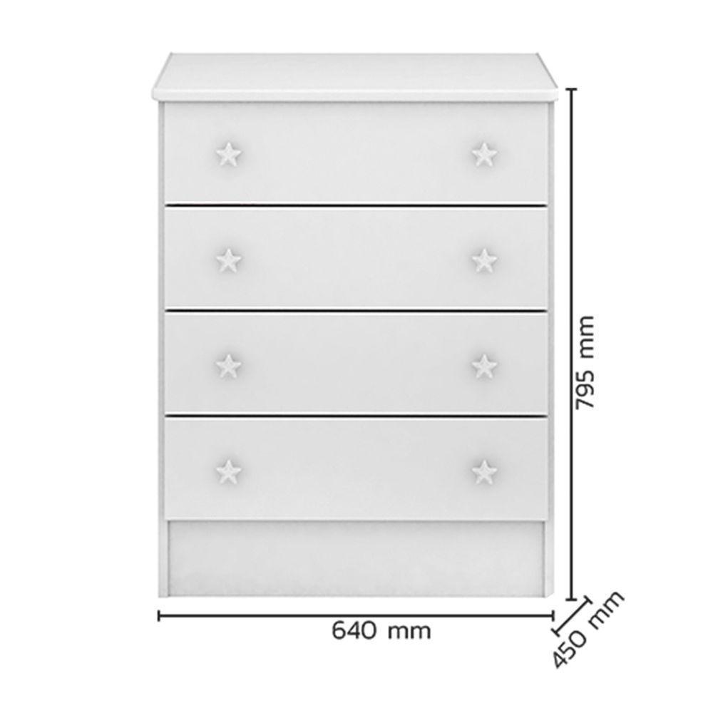 Kit Berço E Cômoda Infantil 4 Gavetas Brilhar Q01 Branco - 6
