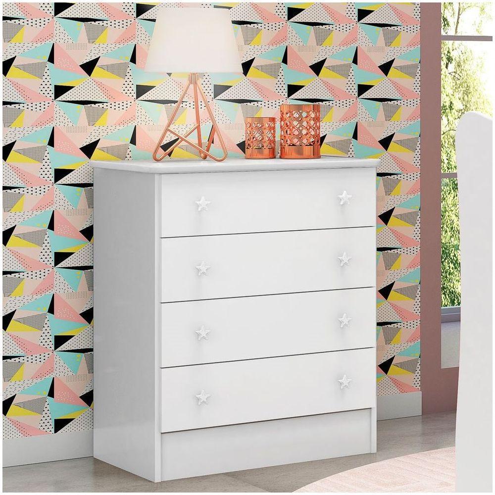 Quarto De Bebê Cômoda 777 E Berço 1344 Doce Sonho Com Colchão Branco - Qmovi - 5